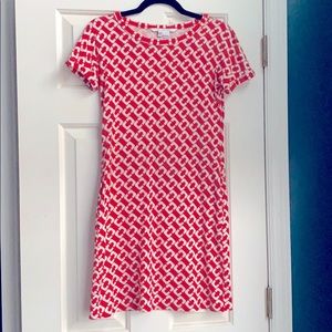 DvF Red/White Silk Shift Dress US 0